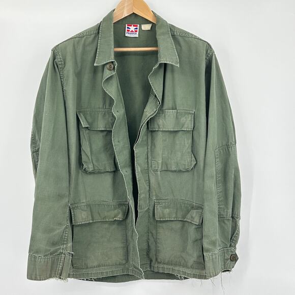 Vintage 60’s Propper Military Combat Coat Men’s Distressed Field Jacket Olive L - Picture 9 of 12